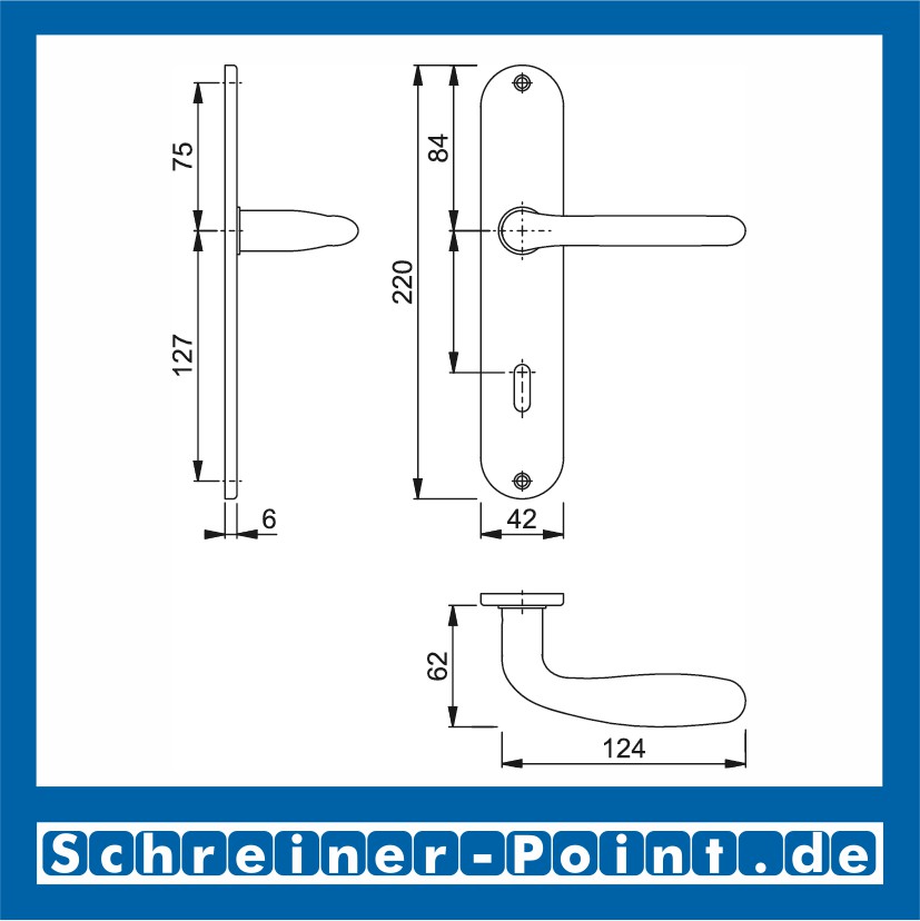 Hoppe Cardiff Edelstahl Langschildgarnitur F69 E1850Z/302, 2423656, 3039550, 2423699, 2423701, 3039568, 2423736, 3216288